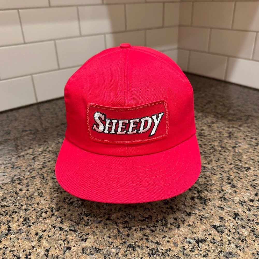 Vtg 90s Sheedy Swingster Hat Full Foam Snapback Red Made in USA